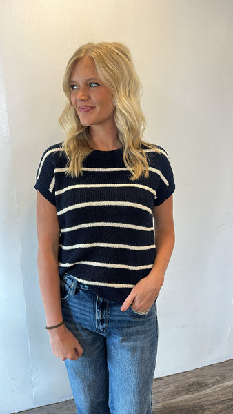 April Striped Top (Navy)