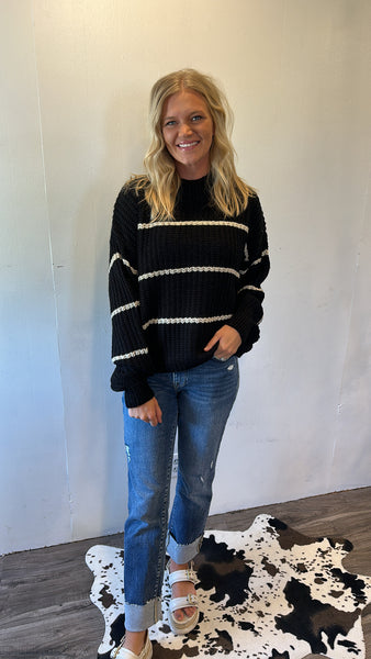 Samantha Striped Sweater (Black)