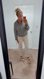 Striped Sweater Cardigan (Mocha)