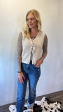 Tie Front Sweater Vest (Beige)