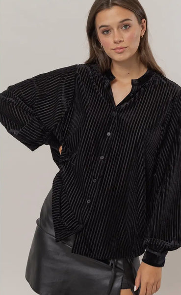 Velvet Button Up (Black)