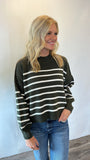 Olive Seam Striped Sweater