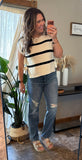 Striped Tie Knit Top (Ivory)