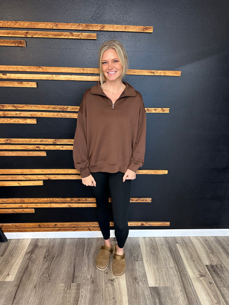 Scub Half Zip (Brown)