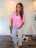 Pink Button Up Tee