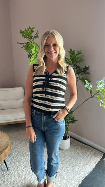 Striped Front Tie Top