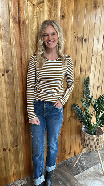 Striped Fitted Top (Brown)