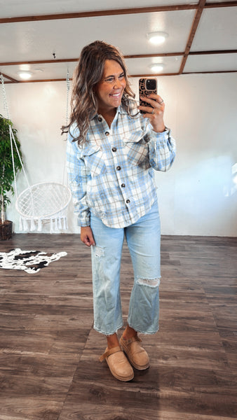 Plaid Shacket (Blue)