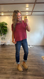 Layering Waffle Tee (Cabernet)