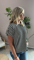 Textured Striped Top (Black)
