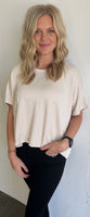 Ribbed Striped Tee (Sand Beige)