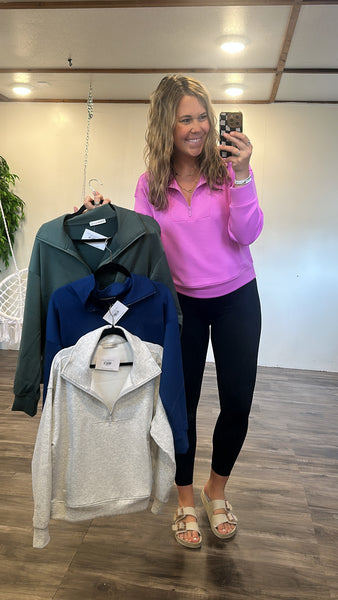 Scuba Zip Pullover (Bright Mauve)