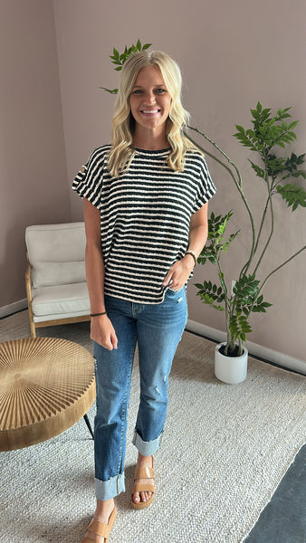 Textured Striped Top (Black)