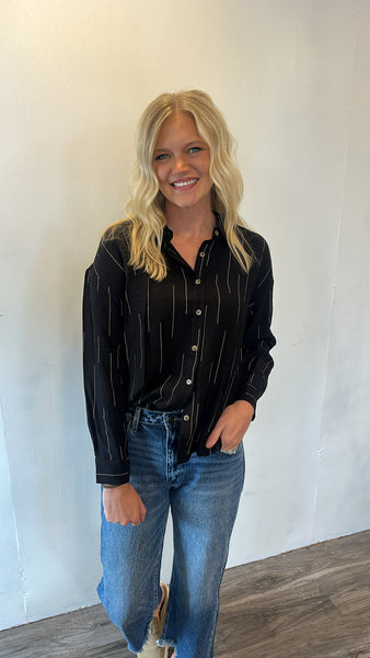 Lined Up Button Up (Black)