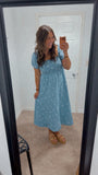 Floral Denim Smock Dress