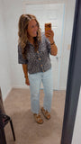 Cheetah Ribbed Button Up