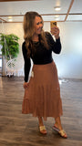 Camel Smock Tiered Maxi Dress