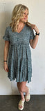Tiered Blue Floral Dress