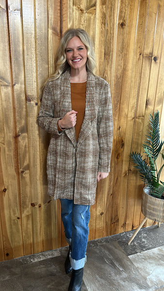 Open Front Midi Blazer