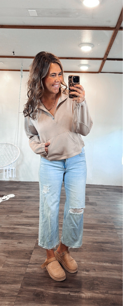 On The Move Quarter Zip (taupe)