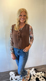 Tie Front Sweater Vest (Brown)