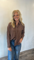 Lined Up Button Up (Brown)