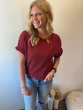 Basic Girl Ribbed Tee (Cranberry)