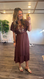 Embroidered Eggplant Dress