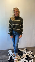 Samantha Striped Sweater (Olive)