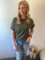 Basic Girl Ribbed Tee (Olive)