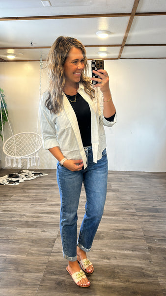 Striped Button Down (Ivory)