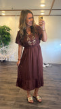 Embroidered Eggplant Dress