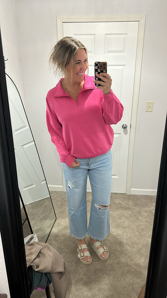 Scub Half Zip (Fuchsia)
