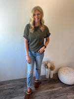 Basic Girl Ribbed Tee (Olive)