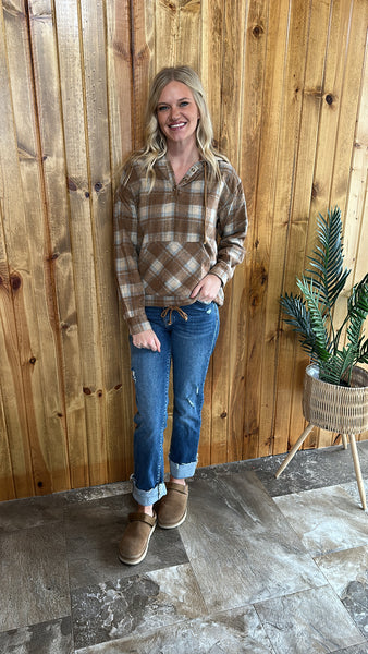 Flannel Plaid Pullover Hoodie (2 colors)