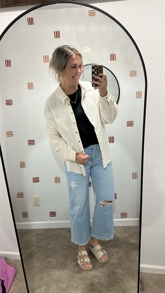 Gauze Button Up (Sand Beige)