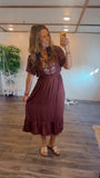 Embroidered Eggplant Dress