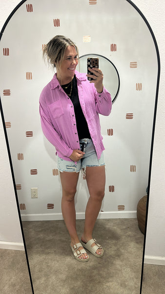 Gauze Button Up (Mauve)