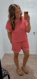 Striped Knit Lounge Set (Pink)