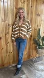Striped Sweater Cardigan With Button Front