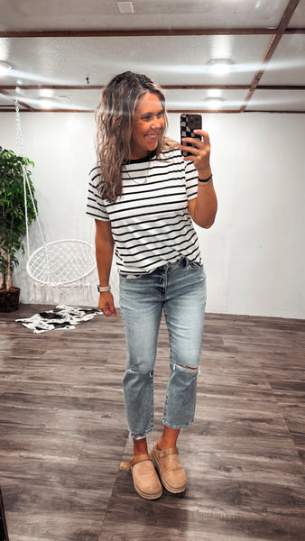 Striped Basic Tee (Ivory)