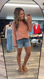 Crinkle Gauze Button Up (Salmon)