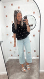 Embroidered Floral Black Top