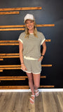 Striped Knit Lounge Set (Khaki)