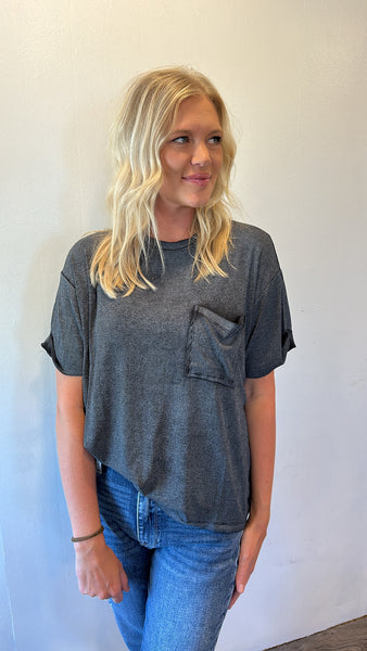 Ribbed Pocket Tee (Black)