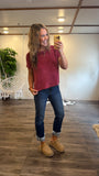 Layering Waffle Tee (Cabernet)
