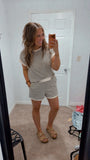 Striped Knit Lounge Set (Khaki)