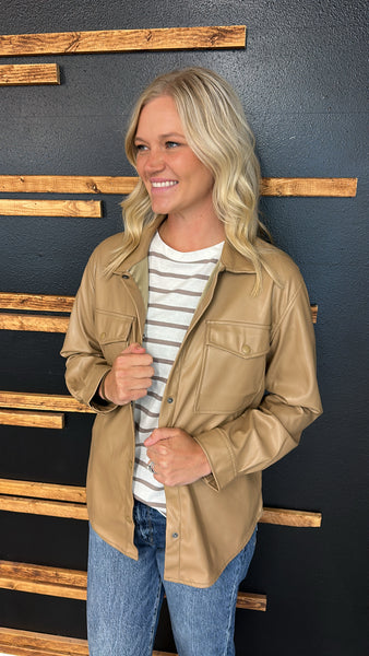 Leather Coffee Button Up