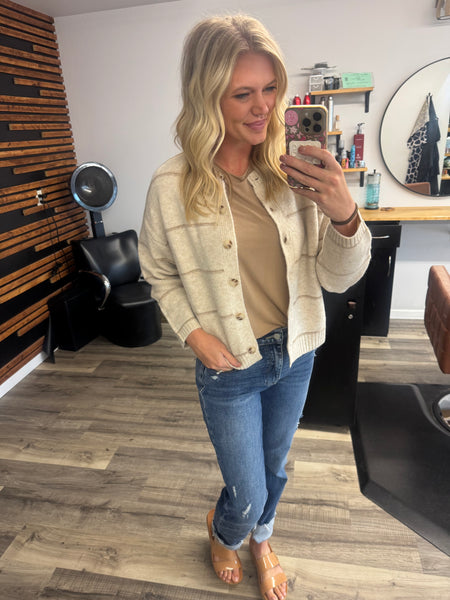 Striped Button Cardigan