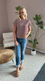 Textured Striped Top (Burgundy)
